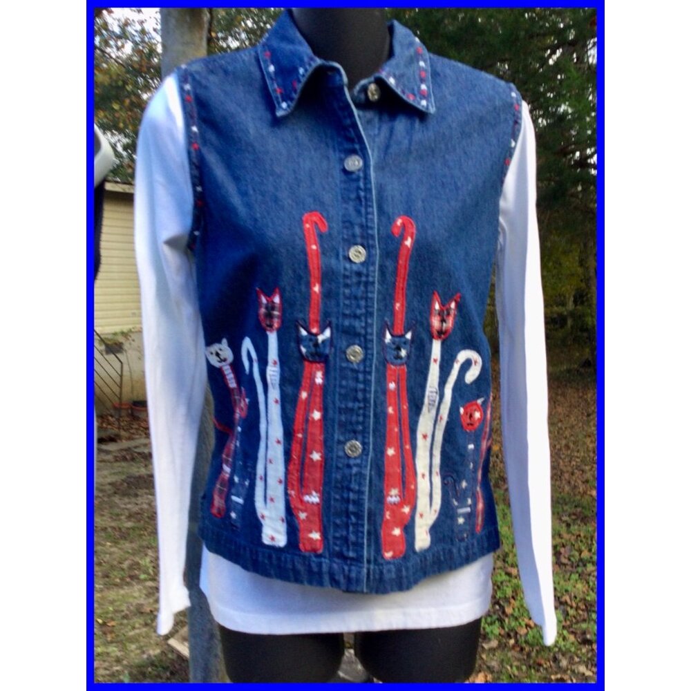 Cat Denim Vest, sz S